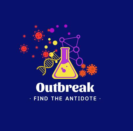 Laboratory flask on blue background